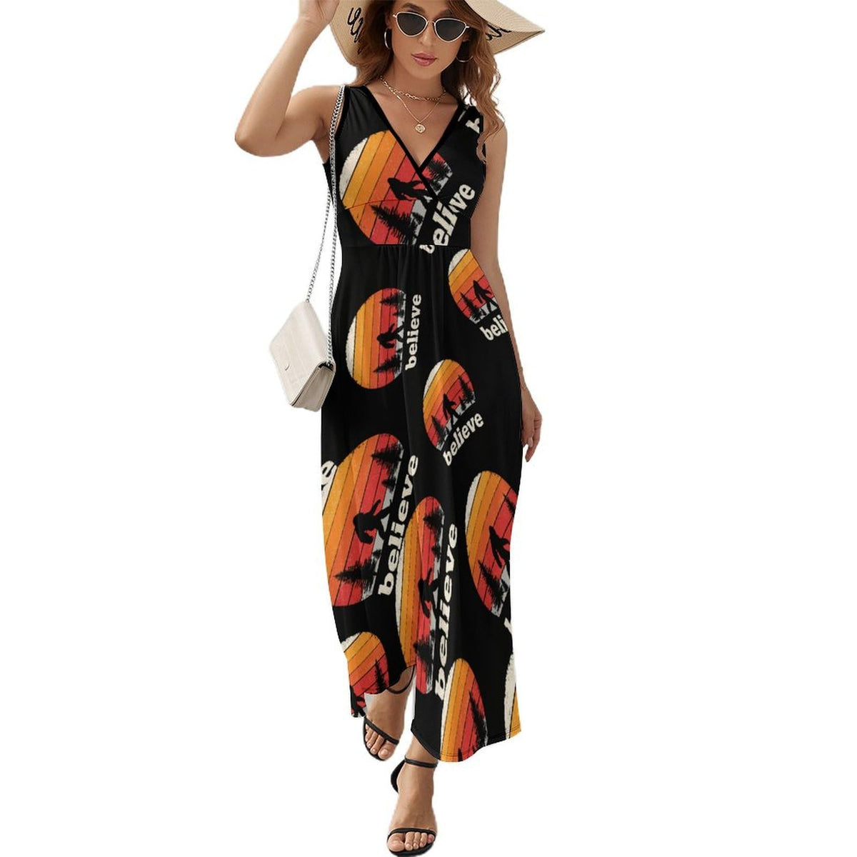 longue vintage Bigfoot Sasquatch pour femme, sans manches